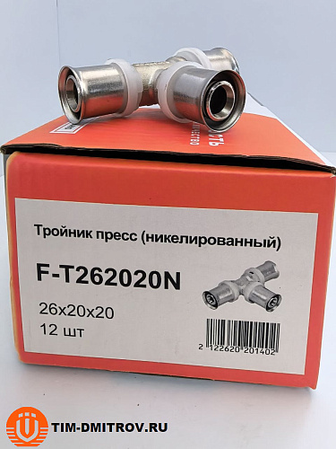 Пресс-фитинг (тройник) никелированный 26*20*20 TIM, F-T262020N