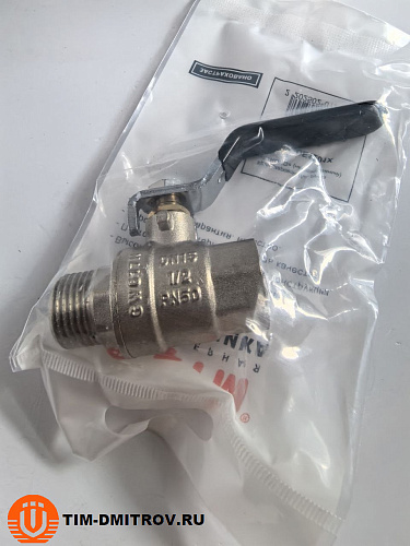 Кран шаровой никелированный STRONG 1/2" г-ш рычаг TIM DE1201X