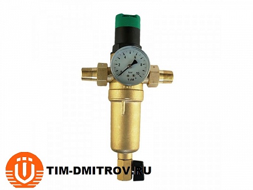 Фильтр для воды самопромывной,TIM JH-3007 1&quot; НН, с редуктором давления и латунным корпусом
