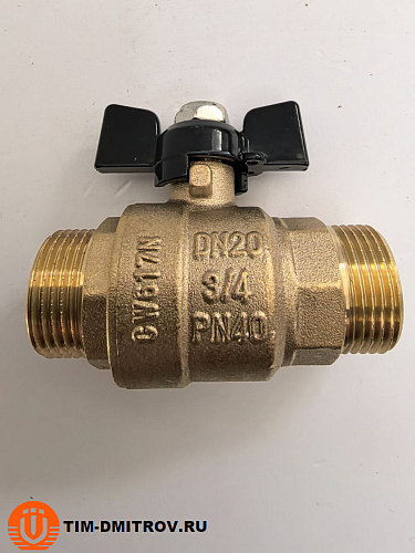 Кран шаровой TIM, 3/4", Ш/Ш, бабочка, полный проход,DE1220