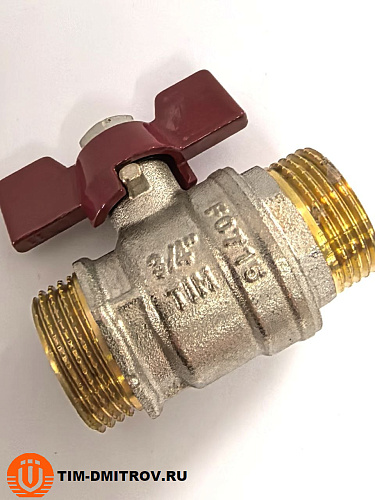 Кран шаровой STANDARD (бабочка красная) никелированный 3/4" ш/ш арт.BV205-3N