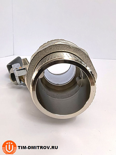 Кран шаровой никелированный ,c американкой, ручка-рычаг TIM, 11/4" Г/Ш, DE1234X